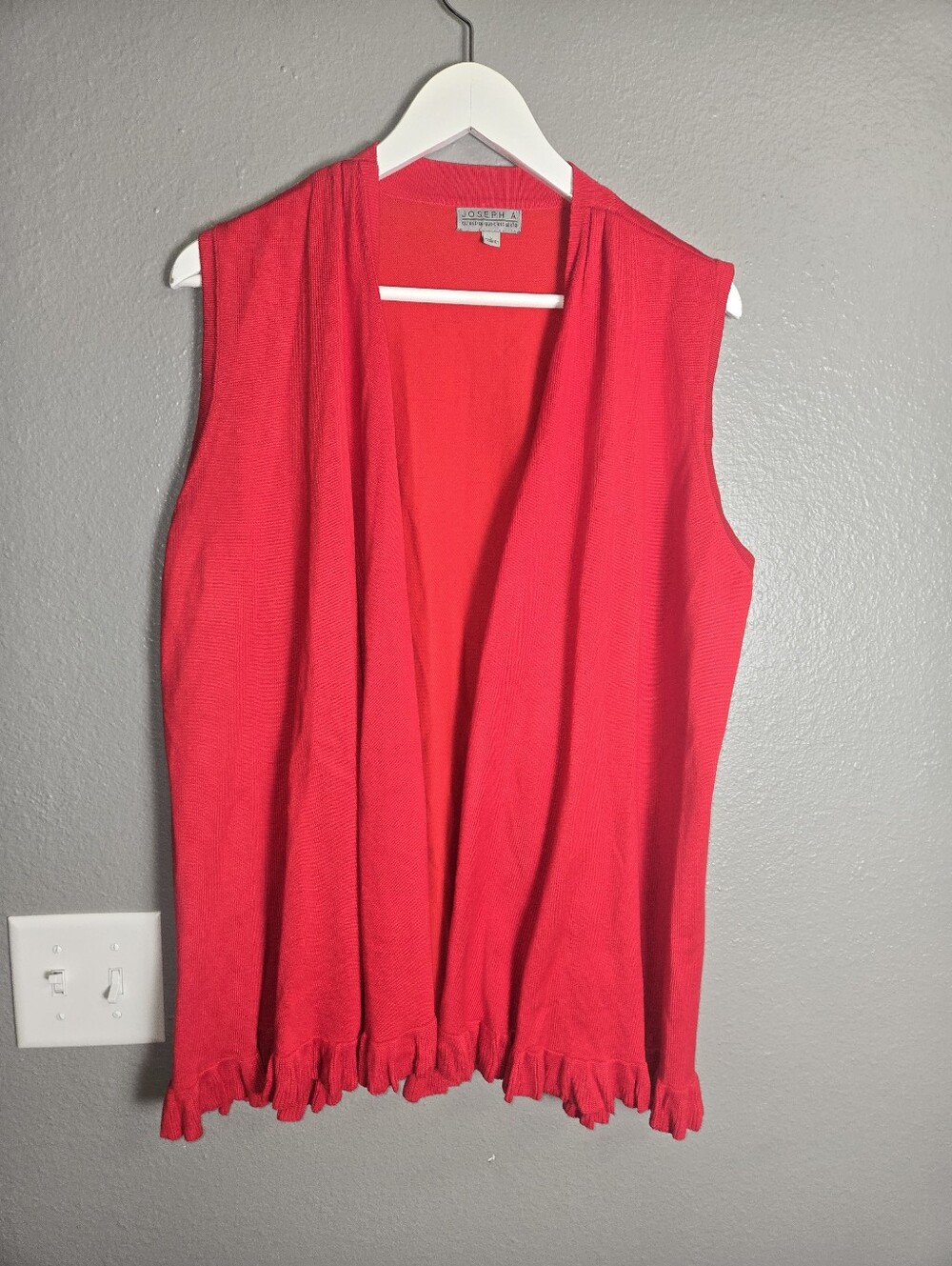 Joseph A Red Sleeveless Open-Front Cardigan Vest Size Large